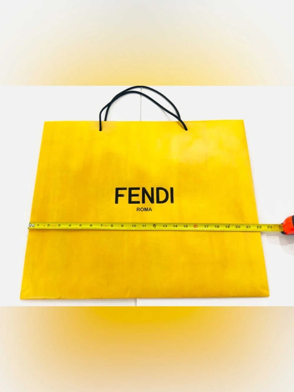 FENDI Roma Reusable Paper Shopping Gift Bag Yellow Size 22”x 18.5”x 6” Inches